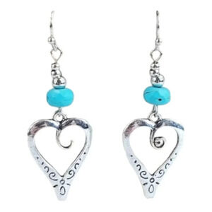 Heart cutout beaded Dangle Earrings